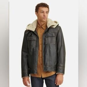 Wilsons Leather Emmett Hooded Sherpa Lined Bomber Jacket Brown XXL